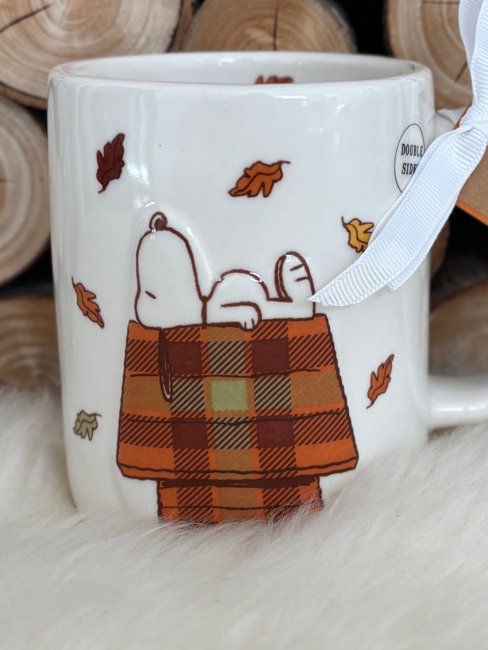 Peanuts x Rae Dunn Snoopy Plaid Autumn Mug Fall is in the Air